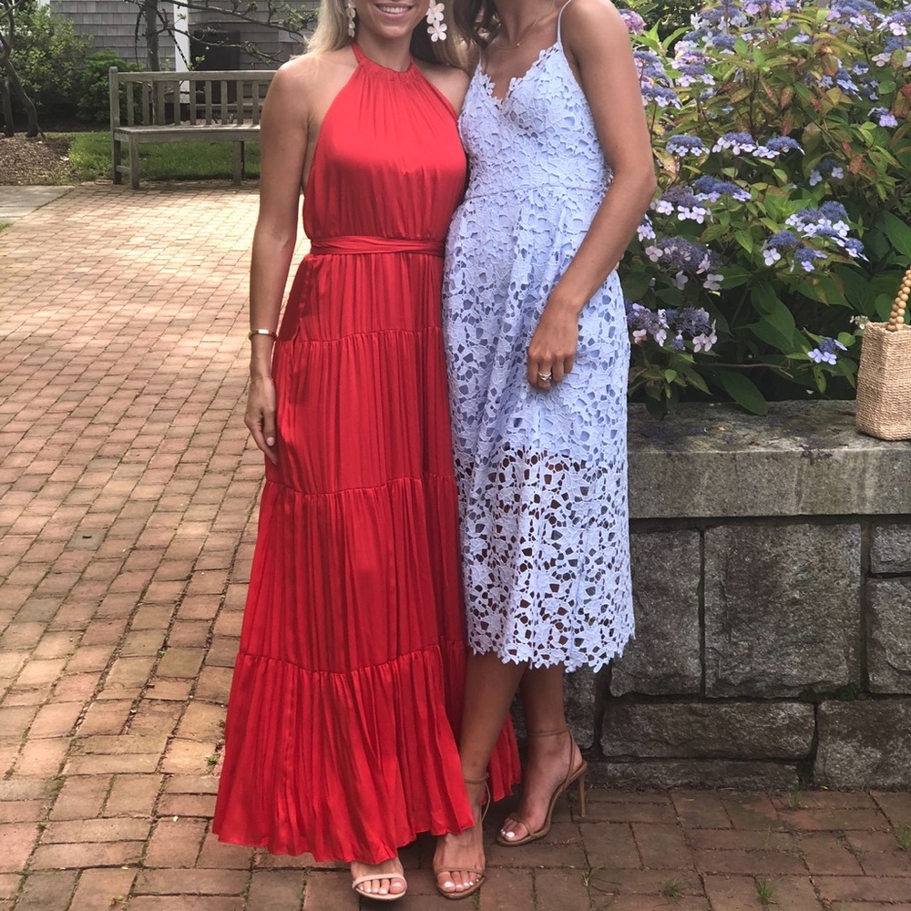 Zara Red Silk Halter Dress